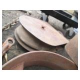 Vintage cast iron wheels, metal and...