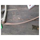 Vintage wood handled Scythe plus ox...