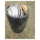 Plastic 55-gallon drum full of vint...