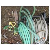 Hose reel, hose and sprinklers, one...