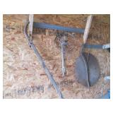 Antique items including a large saw...