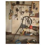 Contents of wall and shelf, tools, ...