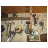 Contents of wall and shelf, tools, ...