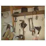 Contents of wall and shelf, tools, ...