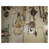 Contents of wall and shelf, tools, ...