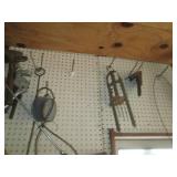 Contents of wall and shelf, tools, ...