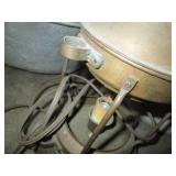 Metal pots and a vintage lamp...