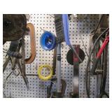 Huge lot of hammers, c-clamps, pipe...