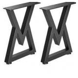 11.8 in. L x 16 in. H Black Metal V-Shape Table Legs for Bench and Table (2-Pack)