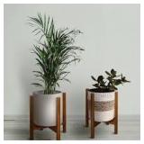 16 in. H Antique Mahogany Mid-Century Modern Wood Plant Display Stand