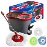 Spin Mop and Bucket System with 3 Mop Head Refills Included