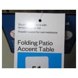 Glass Round Printed Folding Outdoor Portable Side Table Blue - Room Essentials