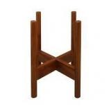 16 in. H Antique Mahogany Mid-Century Modern Wood Plant Display Stand
