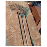 Lot of 3 Vintage Metal Rakes
