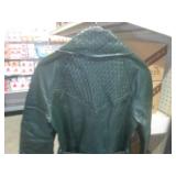 (BR1) Vintage Green Leather Long Co...