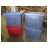 (G-1) 4 Rubbermaid Roughneck Totes ...