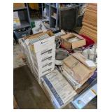 Large Pallet of Ceramic & Porcelain Tile, Trim Pieces, Mortar/Adhesives + Mixing Drill & 3 Paddle Mixers – American Olean, Italian Tile