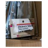 22" side mount drawer slides, two folding l brackets, handle