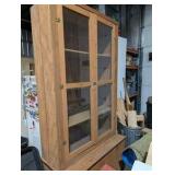 Vintage Custom Wood Display Cabinet w/ Glass Doors & Storage Base – 6ft Tall – Rustic / Primitive Style
