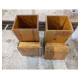 Rustic Wooden Storage Bins / Trash Receptacles w/ Hinged Lids – Removable Tops – Set of 2