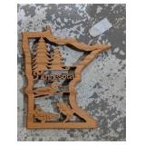 Vintage Northwoods Cabin Decor Lot – Welcome Wall Art, Wooden Tray, MN Wall Hanging, Rustic Crafts & Basket