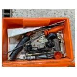 Stihl Chainsaw Parts & Chain Lot – Multiple Chains, Sharpeners, Parts, Case & Spotlight