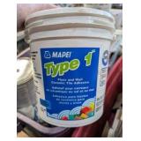 Large Pallet of Ceramic & Porcelain Tile, Trim Pieces, Mortar/Adhesives + Mixing Drill & 3 Paddle Mixers – American Olean, Italian Tile