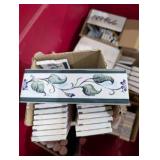 Large Pallet of Ceramic & Porcelain Tile, Trim Pieces, Mortar/Adhesives + Mixing Drill & 3 Paddle Mixers – American Olean, Italian Tile