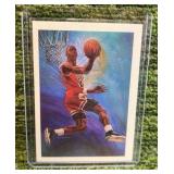 1990-1991 NBA Hoops - Art Card Team Checklist #358 Michael Jordan Chicago Bulls