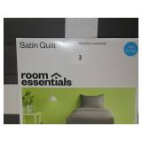 Twin/Twin Extra Long Satin Quilt Dark Gray - Room Essentials