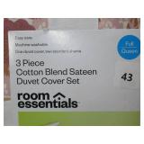 Room Essentials Queen Pink Floral Cotton Blend Sateen Duvet & 2 Sham 3 Pc Set, Full/Queen