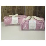 Floral Block Print Jacquard Throw Purple/Cream - Threshold  (set of 2)