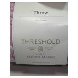 Floral Block Print Jacquard Throw Purple/Cream - Threshold  (set of 2)