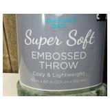 Comfort Bay - Super Soft Embossed Throw, Green & Blue (set of 2)