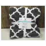 Comfort Bay - Jacquard Sherpa Throw, 50 in x 60 in, Gray & White