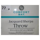 Comfort Bay - Jacquard Sherpa Throw, 50 in x 60 in, Gray & White