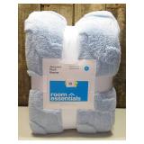 Full /Queen Light Blue Jacquard Plush Blanket - Room Essentials 90x92