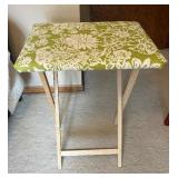 Floral Green Upholstered Folding TV Dinner Table - Tall Wood Legs