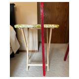 Floral Green Upholstered Folding TV Dinner Table - Tall Wood Legs