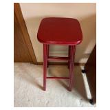 Red Painted Stool, 30-Inch Counter Height, Ladder-Style Rungs