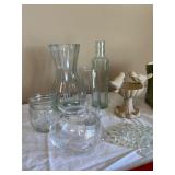 Clear Glassware Collection with Green Bottles - Vases, Jars & Boot Vase
