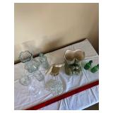 Clear Glassware Collection with Green Bottles - Vases, Jars & Boot Vase