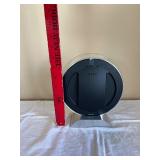 Round Glass Table Clock - Silver Dial, Metal Base, 9" Diameter