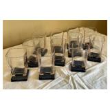 Square Glasses with Lavender Hue and Dark Blue Base - Set of 11