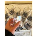 Square Glasses with Lavender Hue and Dark Blue Base - Set of 11