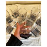 Square Glasses with Lavender Hue and Dark Blue Base - Set of 11