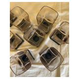 Square Glasses with Lavender Hue and Dark Blue Base - Set of 11
