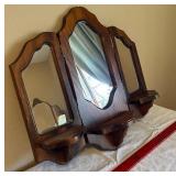 Wall-Mounted Wooden Vanity Mirror with Side Shelves