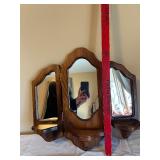 Wall-Mounted Wooden Vanity Mirror with Side Shelves