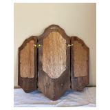 Wall-Mounted Wooden Vanity Mirror with Side Shelves